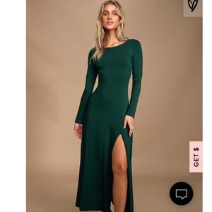 Gorgeous  long green maxi dress with slit size XS!
